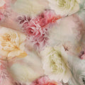 Blush Pink Rose Bouquet Viscose Crepe Fabric