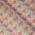 Blush Pink Rose Bouquet Viscose Crepe Fabric