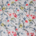 Ivory Floral Stripe Viscose Crepe Fabric