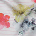 Ivory Floral Stripe Viscose Crepe Fabric