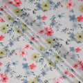 Ivory Floral Stripe Viscose Crepe Fabric