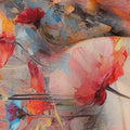 Coral Orange Floral Viscose Crepe Fabric
