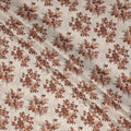 Rust Brown Floral Viscose Crepe Fabric