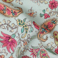Mint Green Paisley Viscose Crepe Fabric