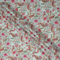 Mint Green Paisley Viscose Crepe Fabric