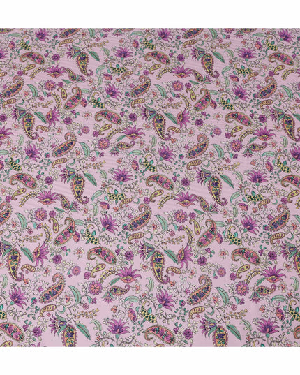 Mauve Pink Paisley Viscose Crepe Fabric