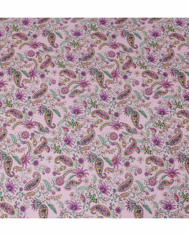 Mauve Pink Paisley Viscose Crepe Fabric