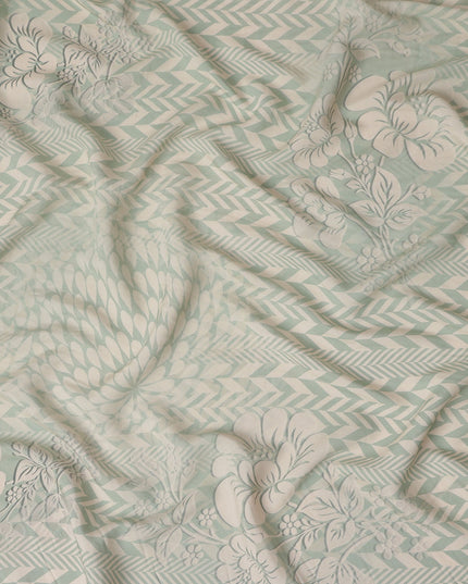 Sage Green Herringbone Viscose Crepe Fabric