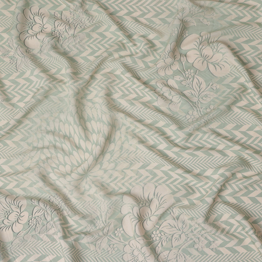 Sage Green Herringbone Viscose Crepe Fabric