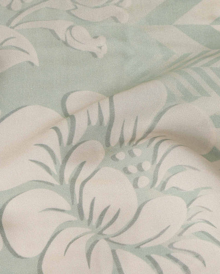Sage Green Herringbone Viscose Crepe Fabric