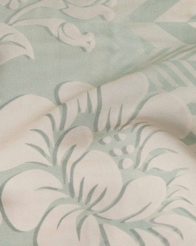 Sage Green Herringbone Viscose Crepe Fabric