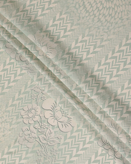 Sage Green Herringbone Viscose Crepe Fabric