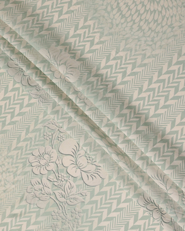 Sage Green Herringbone Viscose Crepe Fabric