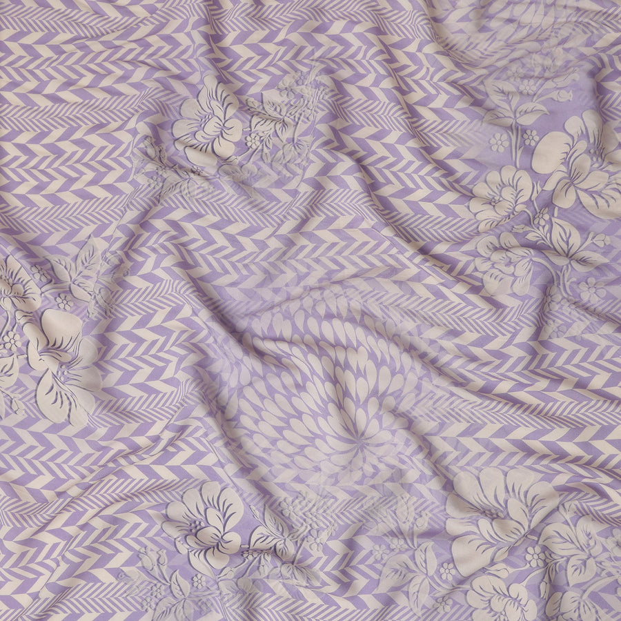 Lavender Herringbone Viscose Crepe Fabric