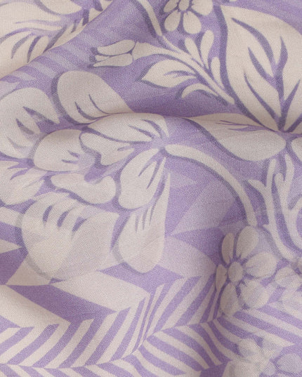 Lavender Herringbone Viscose Crepe Fabric