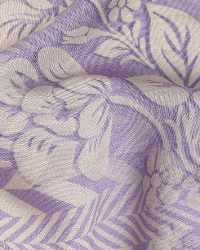 Lavender Herringbone Viscose Crepe Fabric