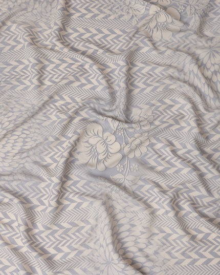 Silver Grey Herringbone Viscose Crepe Fabric