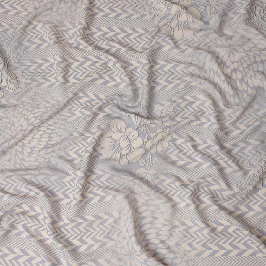 Silver Grey Herringbone Viscose Crepe Fabric