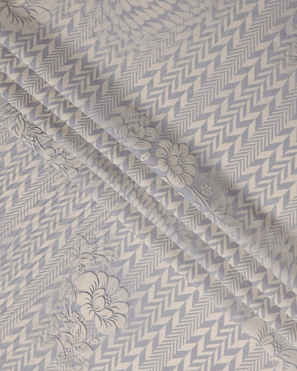 Silver Grey Herringbone Viscose Crepe Fabric
