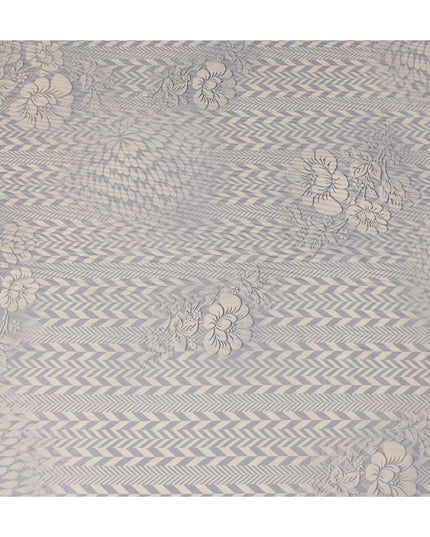 Silver Grey Herringbone Viscose Crepe Fabric