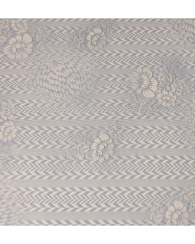 Silver Grey Herringbone Viscose Crepe Fabric