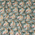 Teal Green Floral Viscose Crepe Fabric