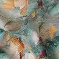 Teal Green Floral Viscose Crepe Fabric