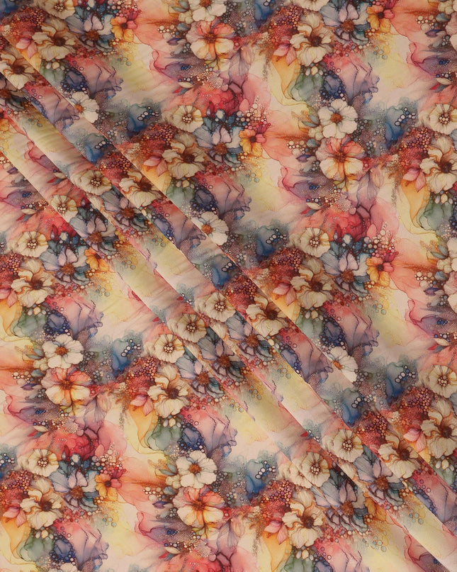 Multicolor Abstract Viscose Crepe Fabric UAE