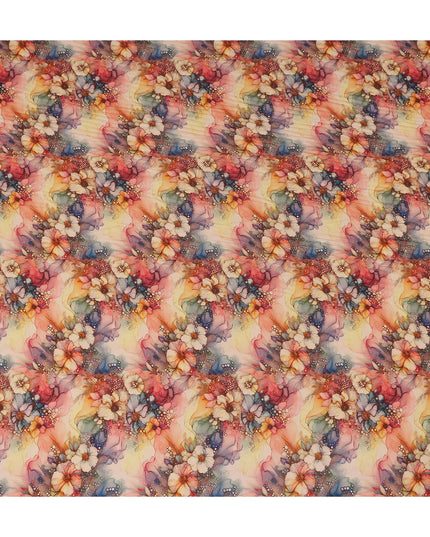 Multicolor Abstract Viscose Crepe Fabric UAE