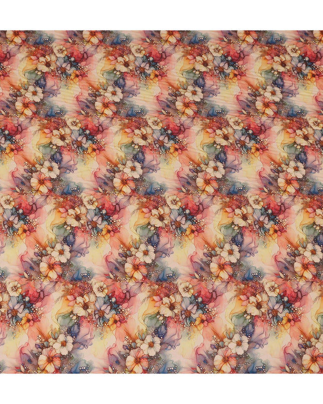 Multicolor Abstract Viscose Crepe Fabric UAE