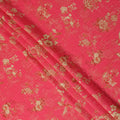 Pink and Gold Floral Printed Viscose Crepe Fabric, 110 Cms Width, Made in India-D26219