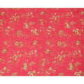Pink and Gold Floral Printed Viscose Crepe Fabric, 110 Cms Width, Made in India-D26219