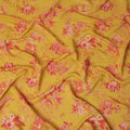 Mustard and Pink Floral Printed Viscose Crepe Fabric, 110 Cms Width, Made in India-D26221