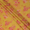 Mustard and Pink Floral Printed Viscose Crepe Fabric, 110 Cms Width, Made in India-D26221