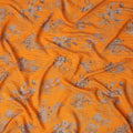 Orange and Grey Floral Printed Viscose Crepe Fabric, 110 Cms Width, Made in India-D26218