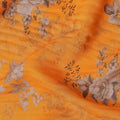 Orange and Grey Floral Printed Viscose Crepe Fabric, 110 Cms Width, Made in India-D26218