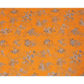 Orange and Grey Floral Printed Viscose Crepe Fabric, 110 Cms Width, Made in India-D26218