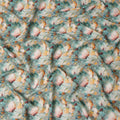 Aqua Blue and Peach Floral Printed Viscose Crepe Fabric, 110 Cms Width, Made in India-D26222 Regal Fabrics