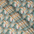 Aqua Blue and Peach Floral Printed Viscose Crepe Fabric, 110 Cms Width, Made in India-D26222 Regal Fabrics