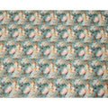 Aqua Blue and Peach Floral Printed Viscose Crepe Fabric, 110 Cms Width, Made in India-D26222 Regal Fabrics