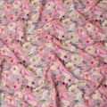 Pink Multicolor Floral Printed Viscose Crepe Fabric, 110 Cms Width, Made in India-D26216