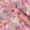 Pink Multicolor Floral Printed Viscose Crepe Fabric, 110 Cms Width, Made in India-D26216