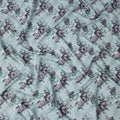 Sky Blue and Grey Floral Printed Viscose Crepe Fabric, 110 Cms Width, Made in India-D26215