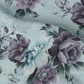 Sky Blue and Grey Floral Printed Viscose Crepe Fabric, 110 Cms Width, Made in India-D26215