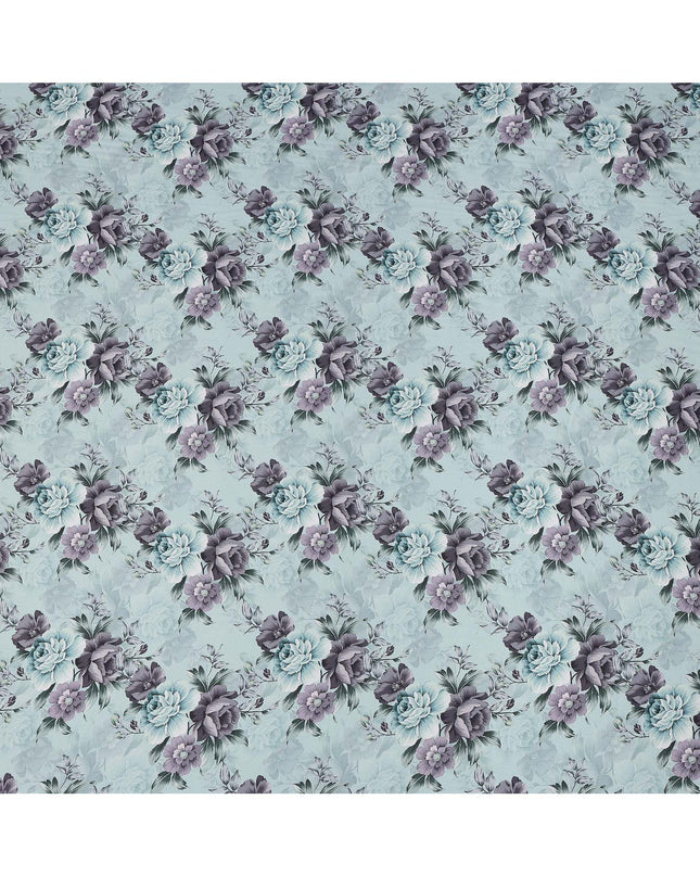 Mint Blue Grey Vintage Floral Bouquet Print Viscose Georgette Fabric Soft Lightweight Flowing Elegant Botanical Dressmaking Sewing Material 110 Cms Width Made in India-D28251