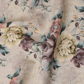 Beige Brown Floral Printed Viscose Crepe Fabric, 110 Cms Width, Made in India-D26213