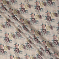 Beige Brown Floral Printed Viscose Crepe Fabric, 110 Cms Width, Made in India-D26213