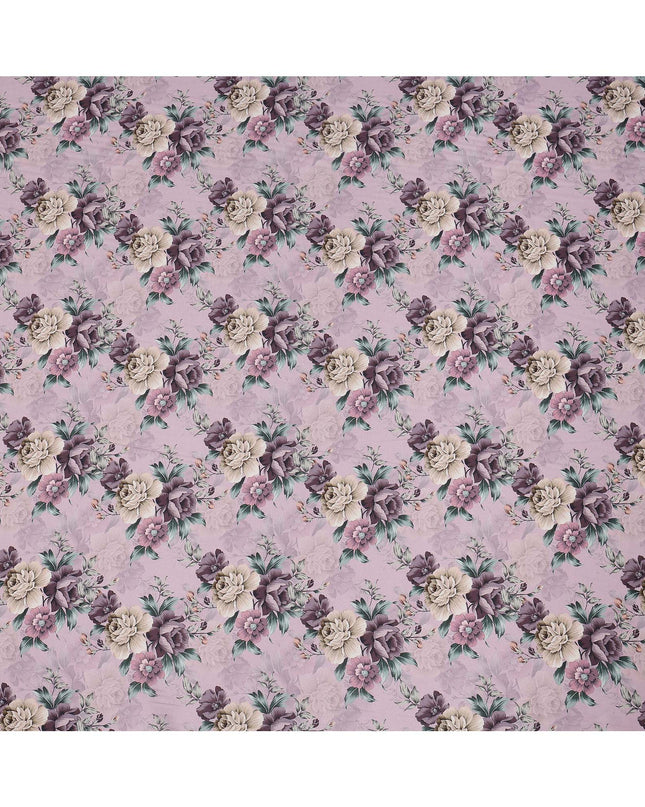 Lavender Floral Printed Viscose Crepe Fabric, 110 Cms Width, Made in India-D26217