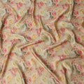Beige Peach Floral Printed Viscose Jacquard Metallic Fabric, 110 Cms Width, Made in India-D26210
