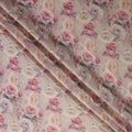 Lilac Pink Floral Printed Viscose Jacquard Metallic Fabric, 110 Cms Width, Made in India-D26209